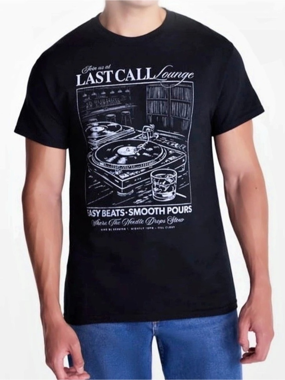 DOM Men’s Last Call Lounge Graphic Short Sleeves Tee in Black 3XL NWT